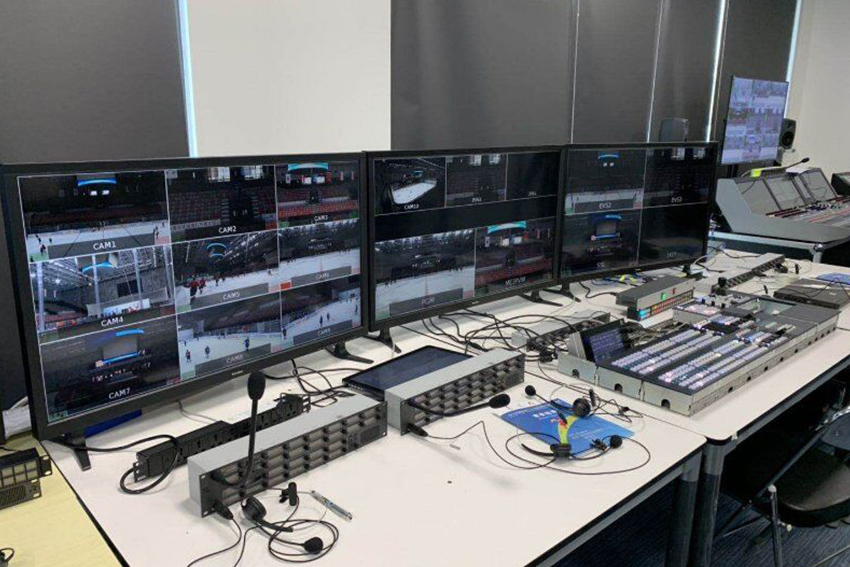Konvision 42inch FHD broadcast monitors being applied for "2019 Ice Hockey World Championship" of CCTV5 live broadcast